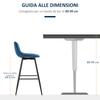 Set of 2 Tall Stools in Nordic Style with Backrest and Footrest, Kitchen Stools with Backrest in Velvet Effect Fabric and Metal, 45x47x88 cm, Blue