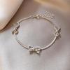 2025 Trendy Pearl Zircon Flower Bow Bracelet: Women's Chic, High-End, Versatile Design