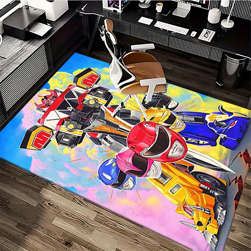 1pc Power Rangers Megazord Office Chair Mat - Anime Cartoon Design, Non-Slip Carpet for Home Decor, Suitable for All Seasons, Ideal Gift for Fans.T059