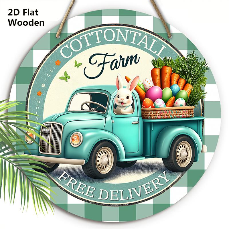 

Easter Bunny Wooden Sign - Rustic Decorative Hanging Plaque for Front Door, Wall Decor - Ideal Easter Decoration 20cm/7.87in синий