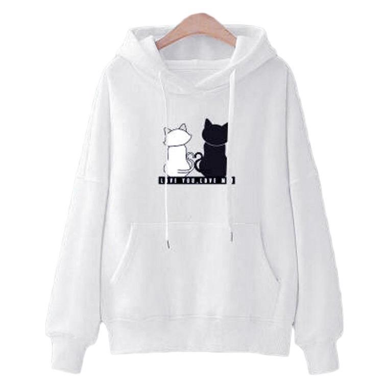 Casual Women Hoodies Winter Baggy Pullover Sweatshirt Tops Perfect DLWomen Cat Jumper Aominuo S