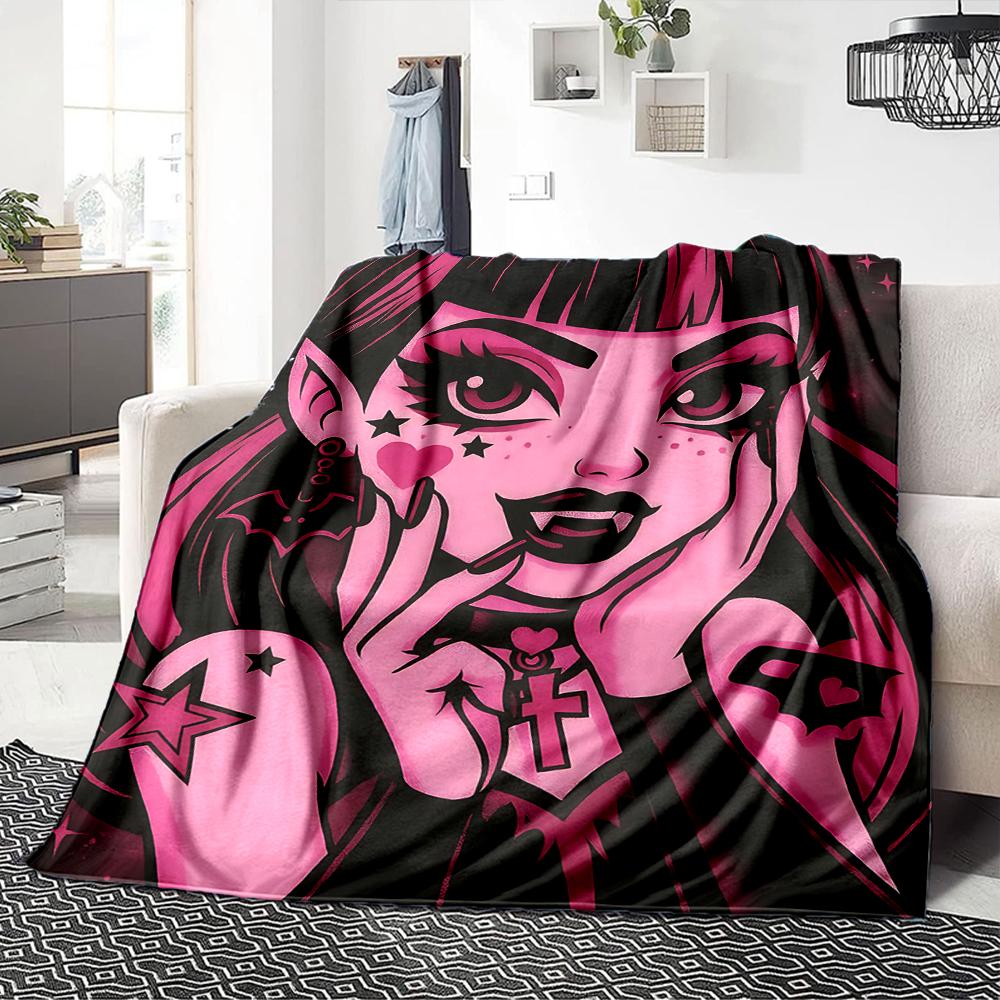 1Pc Monster High Starry Night Blanket For Couch Bed Plush Cozy Fuzzy Blanket Super Soft Warm Blankets For Fall And Winter 091828