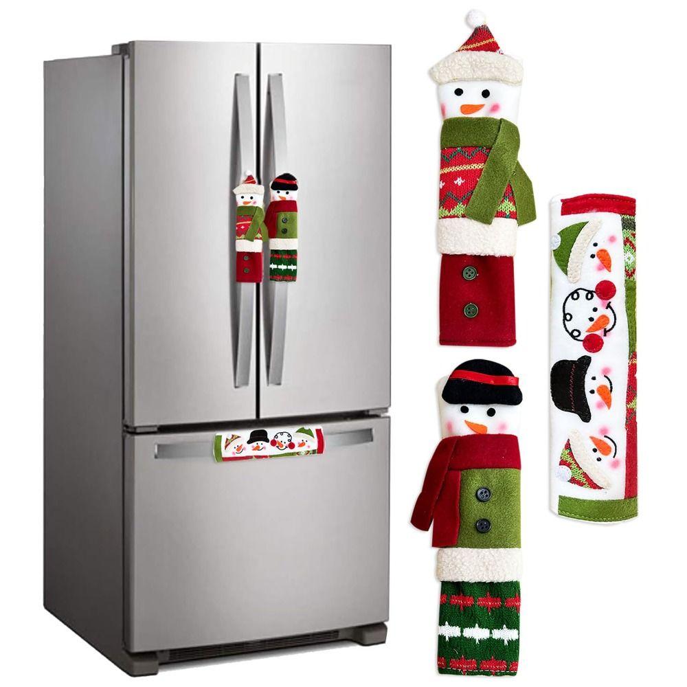 3Pcs/set Christmas Snowman Refrigerator Door Handle Covers Christmas Decorations Holiday Decor