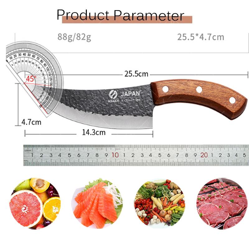 Hand Forged Butcher Knife Japanese Kitchen Knife Multipurpose Fruit Vegetable Cutting Stainless Steel Boning Knife Wooden Handle