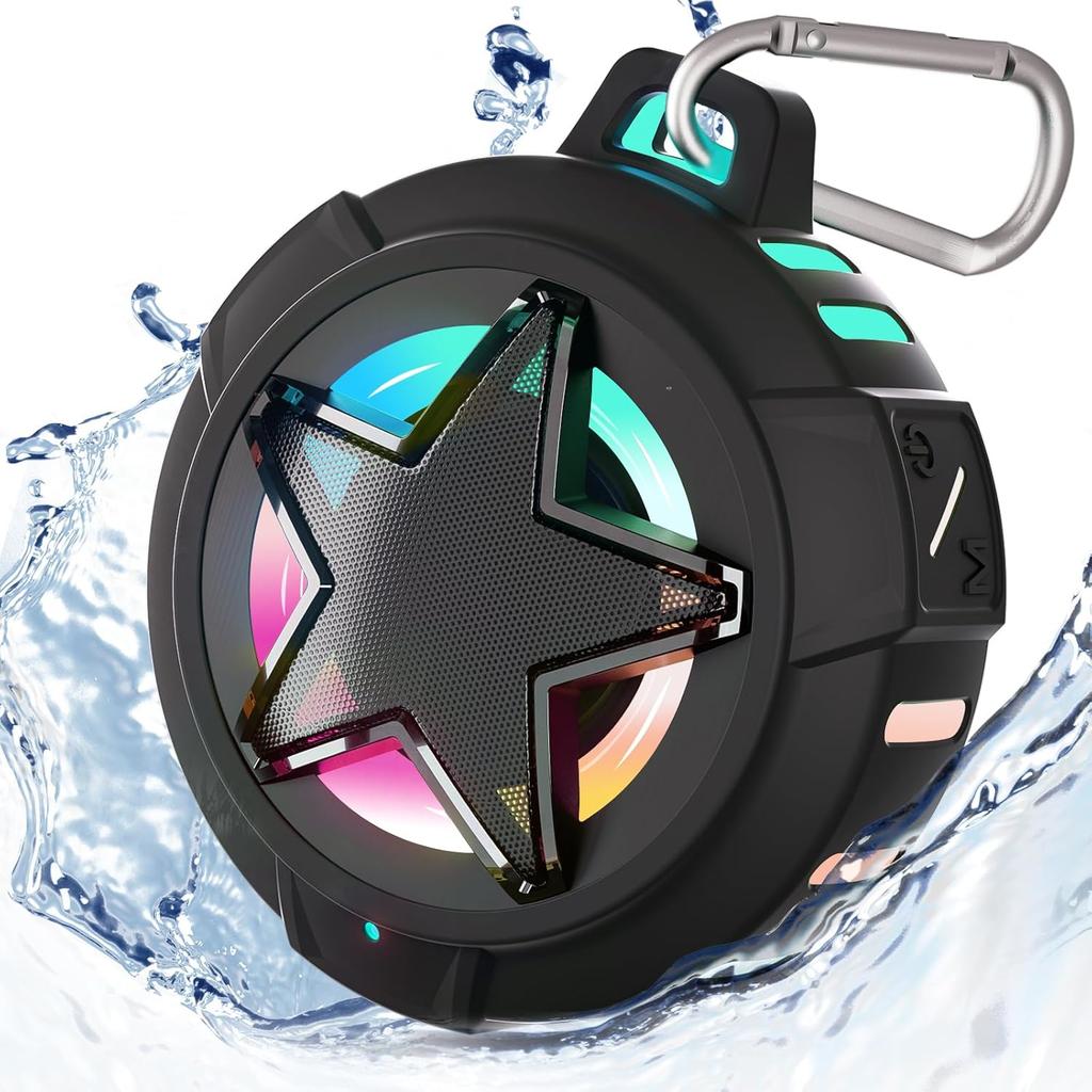 EBODA Bluetooth Shower Speaker, IP67 Waterproof Portable Speakers, Floating, TF Card, Small Outdoor Speaker with LED Light, True Wireless Stereo for