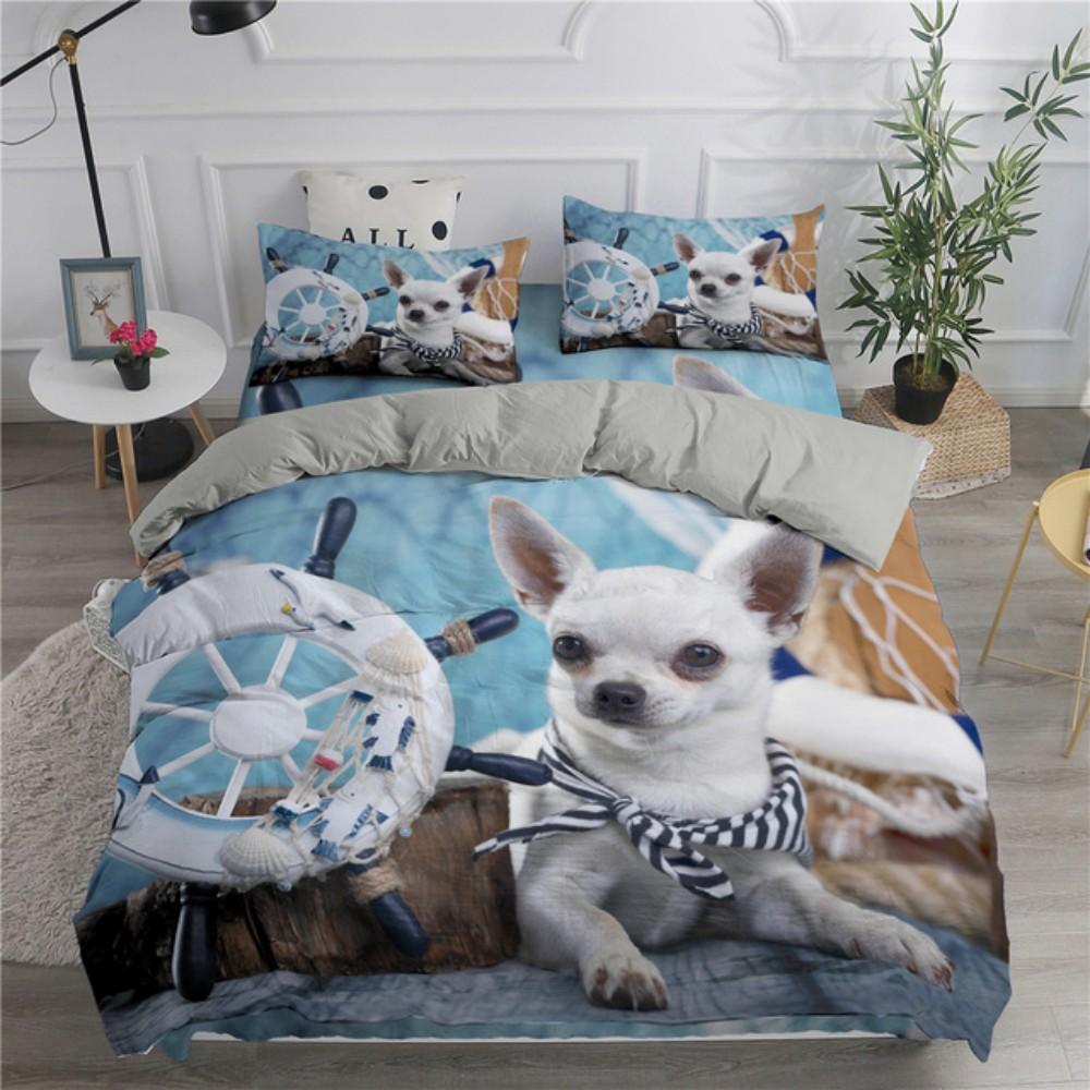 Comforter Cute White Dogs Bedding Set Lovely Puppy Husky Comforter Set King Queen Size With For Girls