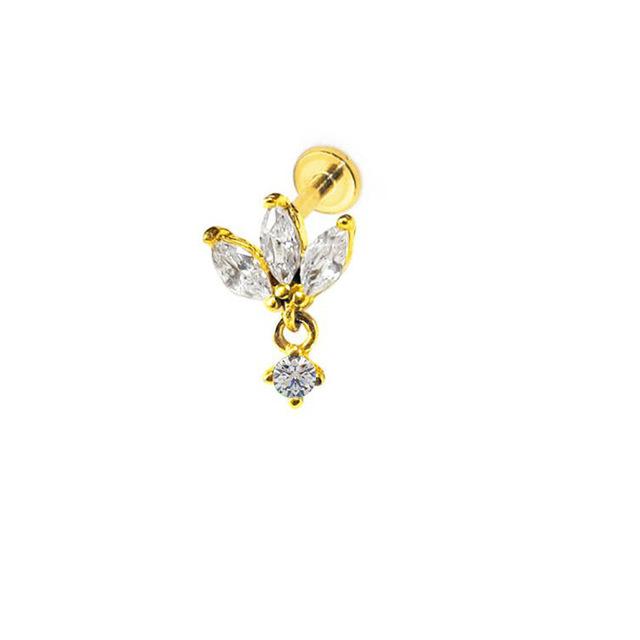 New Fashion Jewelry ASTM 316 Stainless Steel Gold Plated Zircon Lip Piercing Custom Luxury Helix Nose Ear Labret Body Unisex