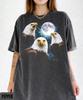 Drei Adler Mond T-Shirt, USA Adler Mond Tee, Geschenk für Adler-Liebhaber, Y2k Unisex Tee, Vintage 90er Adlerhemd, Vollmond Wildnis Oberteil