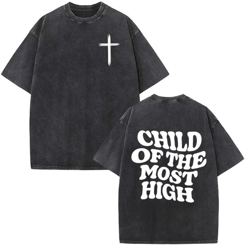 Faith Over Fear Bible Verse T Shirt Men Women Christian Jesus Vintage Washed Harajuku Casual Oversized Soft Durable Daily