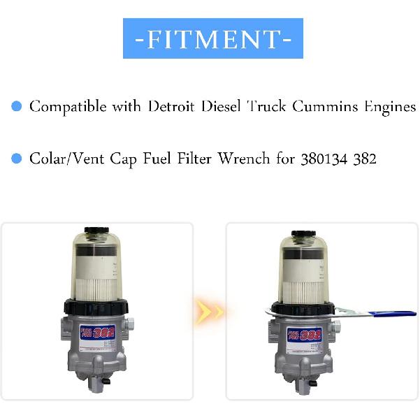 Colar/Vent Cap Fuel Filter Wrench Metal For 380134 382 Compatible With Detroit Diesel Truck Cumm Engines With 6 Inch Inner Diameter