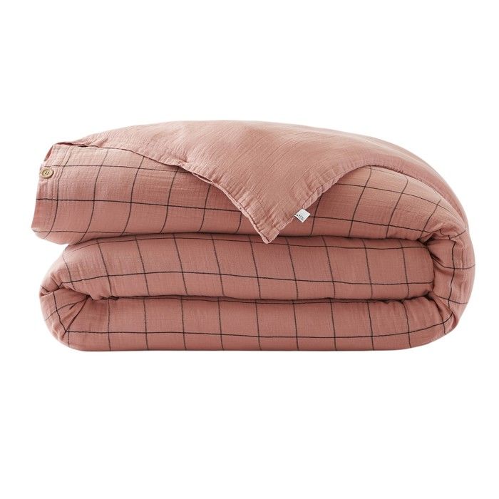 Housse de couette - Gaia Match - 220 x 240 cm - Double gaze de coton - Motif à carreaux fins