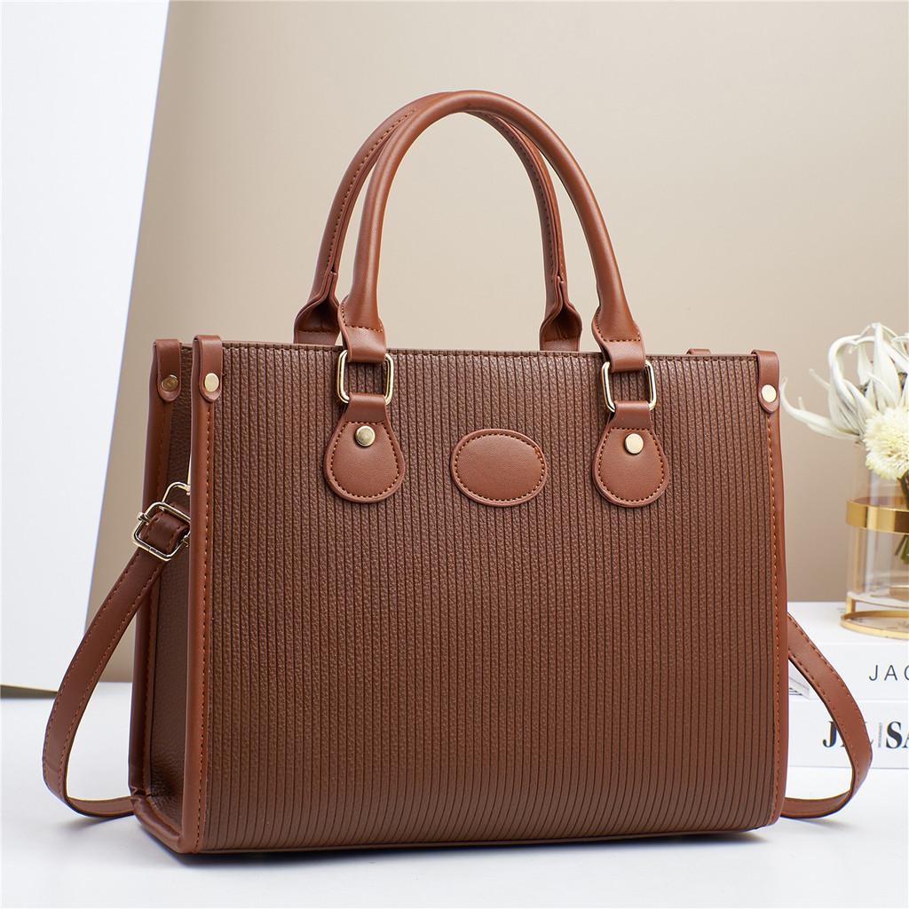 

Contemporary Color Block Hand Tote Bag Offering Durable Pu Material And Style Coffee
