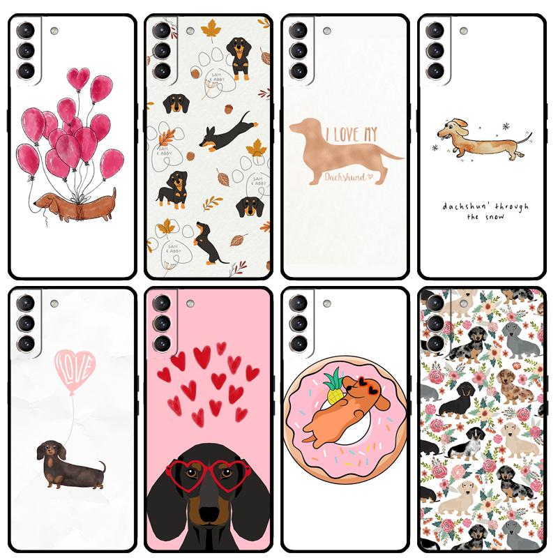 Cute Dachshund Dog Case For Samsung Galaxy S23 S22 S21 Ultra S20 FE S10 S9 Note 10 Plus Note 20 Ultra Cover