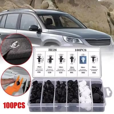 100pcs Auto Plastic Bumper Fastener Rivet Retainer Push Type Engine Cover Fastener Fender Car Door Trim Panel Clip
