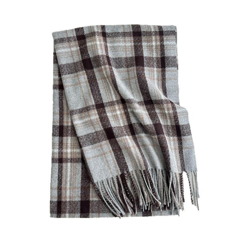 Lazy Wind Fashion British Plaid Brown Scarf Women's Winter Plaid Shawl Warm Scarf