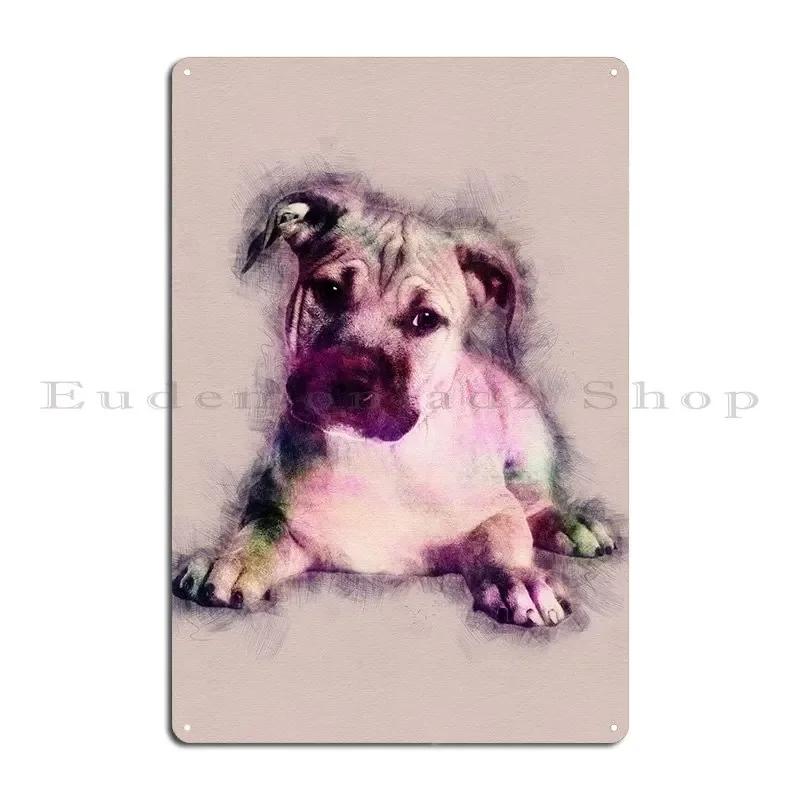 Amstaff Puppy Metal Sign Wall Decor Rusty Living Room Classic Iron Tin Sign Poster 20x30cm(7.8x11.8inch)