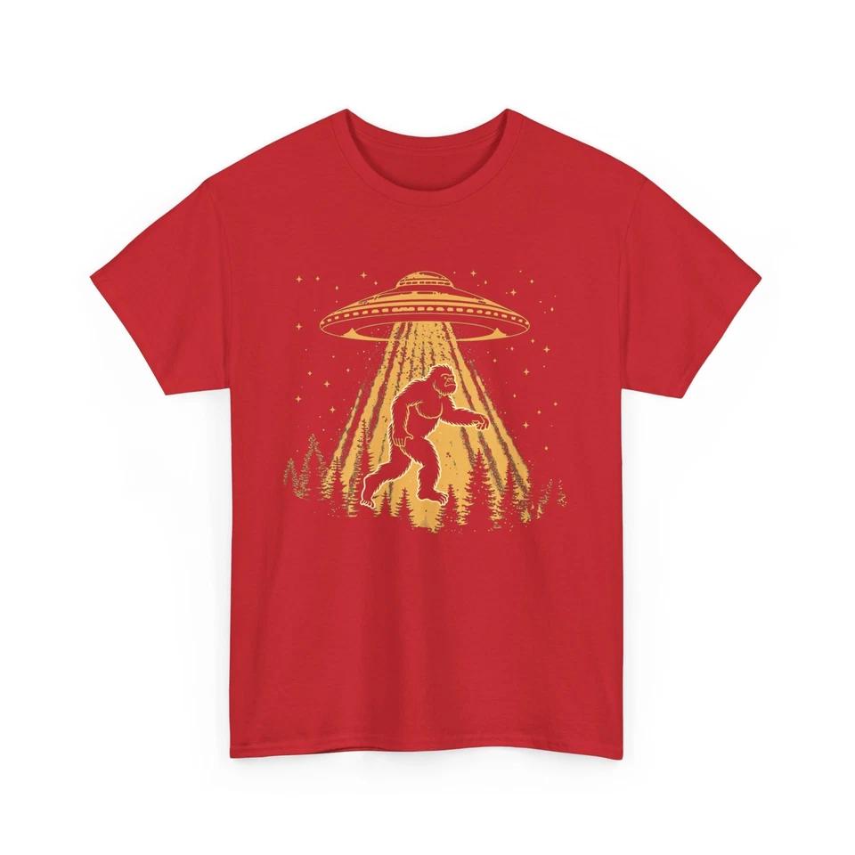 Bigfoot & Alien Shirt | UFO Scene T-Shirt | Alien Graphic Tee | Abduction Shirt 5 S