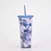 Tie-Dye Straw Cup 24Oz Double-Layer Plastic Water Cup Can Be Customized Creative Paper Card Diy