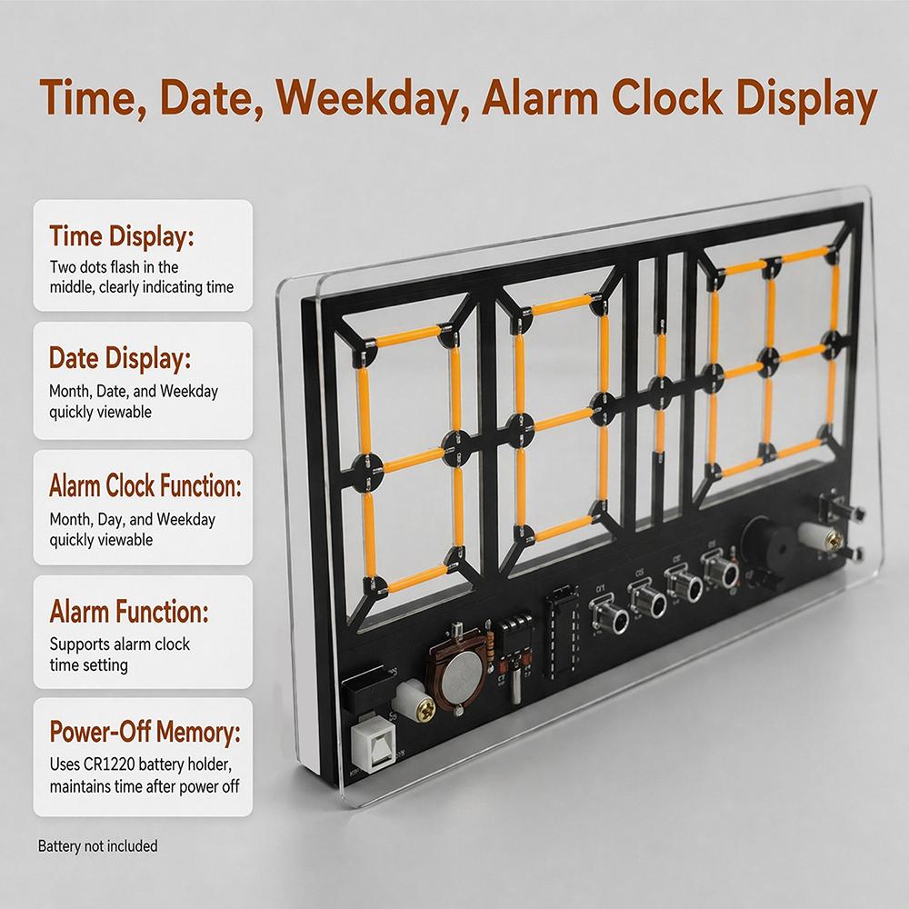 DIY Soldering Practice Kit 4-Digit Digital Light Bar Clock Kit with Lighting Adjustment Soldering Projects DIY Electronic Kits