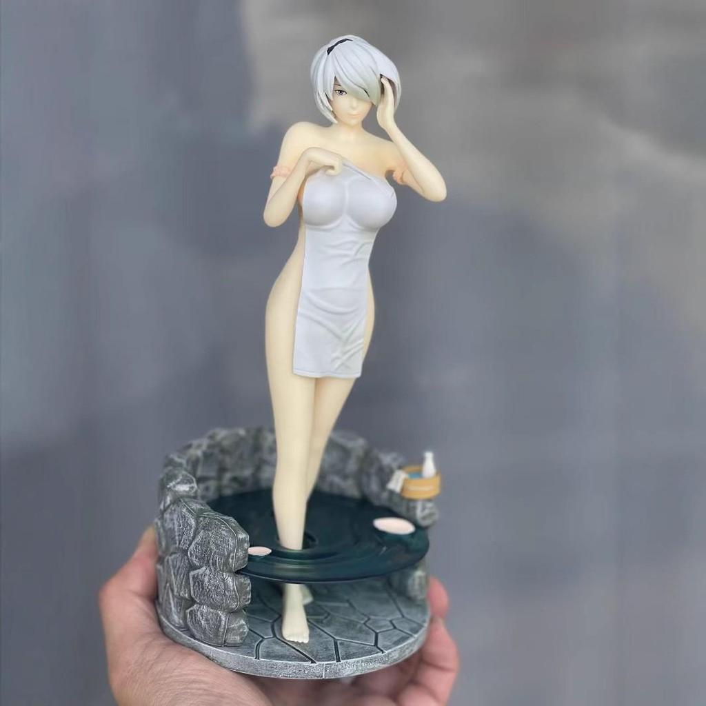 Anime Mechani-kai Nier 2B Bathing Scene 2D Beautiful Girl Figure Ornament