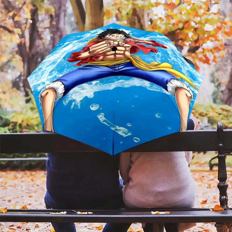1 PC Automatic Folding Umbrella - Luffy D Pattern Portable Foldable Design With 8 Ribs Christmas Birthday Gifts