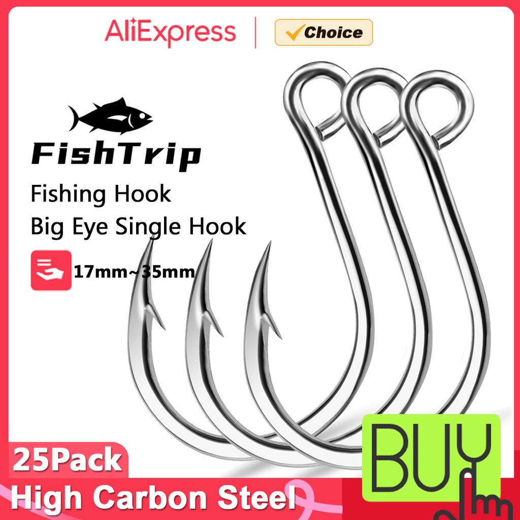 FishTrip Inline Single Hooks 25pcs Replacement Hook Lures Hook Wide Gap for Treble Replacement