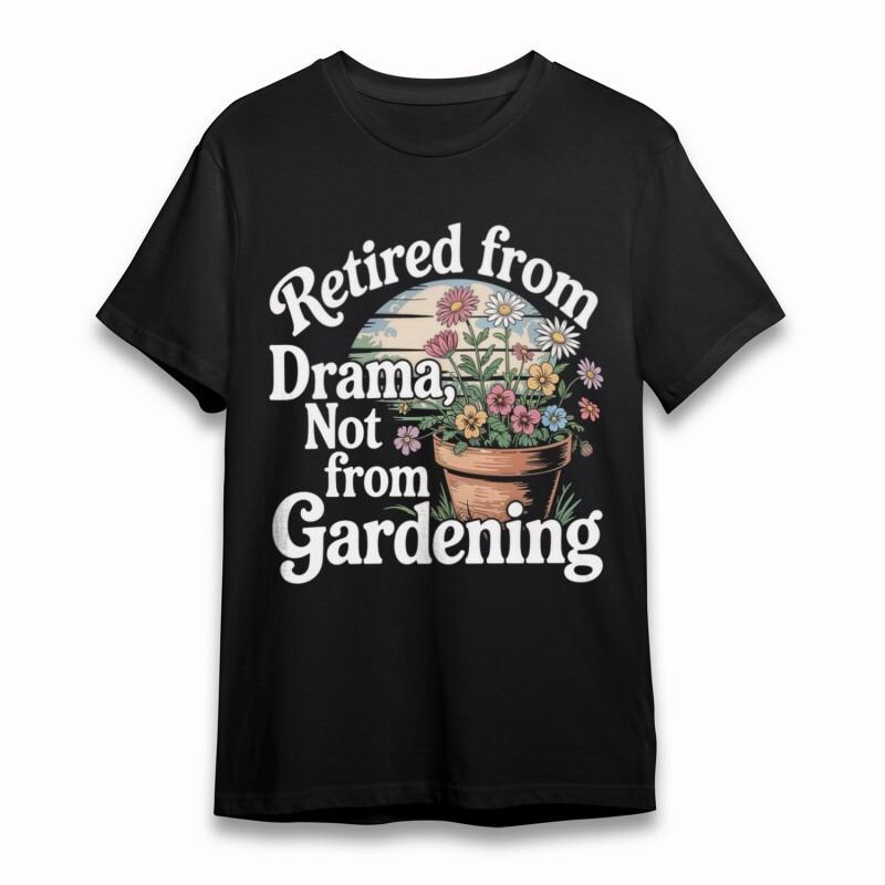 

Women s Plus Size Classic T-Shirt Retired from Drama Gardening Quote Black Tee 2XL