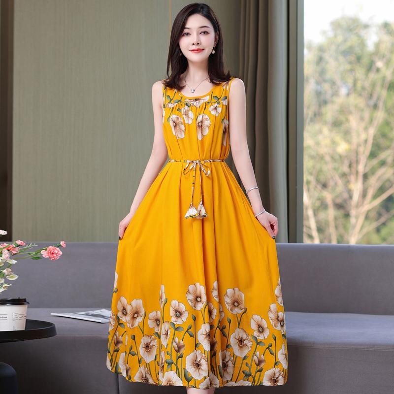 

Повсякденна довга жіноча сукня без рукавів, елегантна літня сукня великих розмірів 2XL