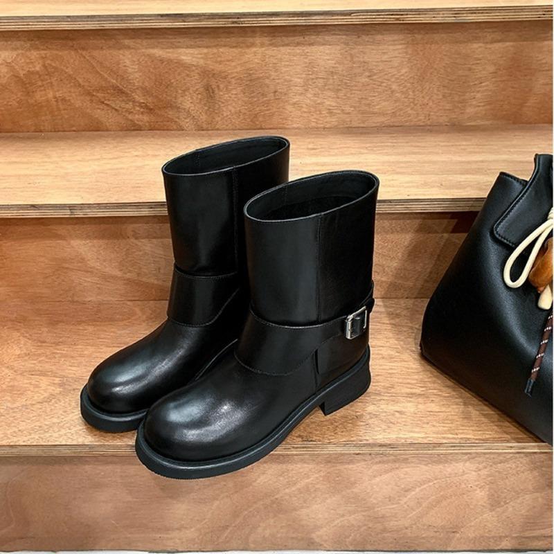 [] Oil painting boots~ retro polished thick heel chimney desert western short boots women's Martin boots