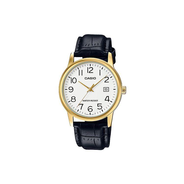 

Casio Standard Series Minimalist Versatile Quartz Movement Leather Strap Watch Women watches White MTP-V002GL-7B2D Black Strap