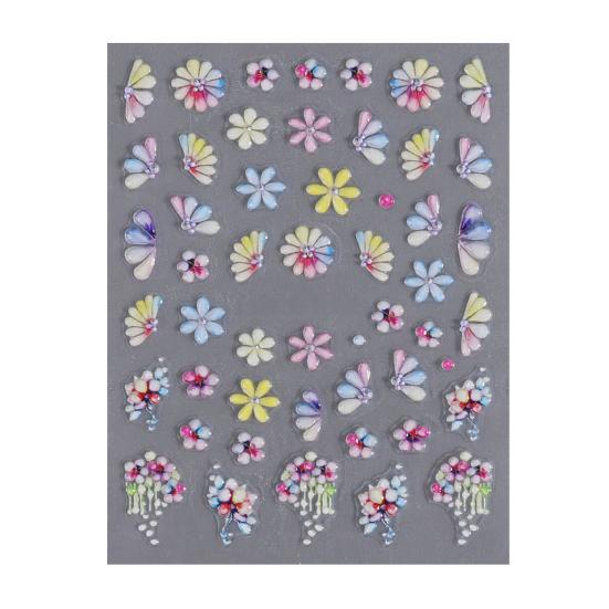 

Flower Nail Art Sticker Self-adhesive DIY Home Salon Summer Floral Plants Ladybird 5D Embossed Women Fake Nail Decoration Decal 5