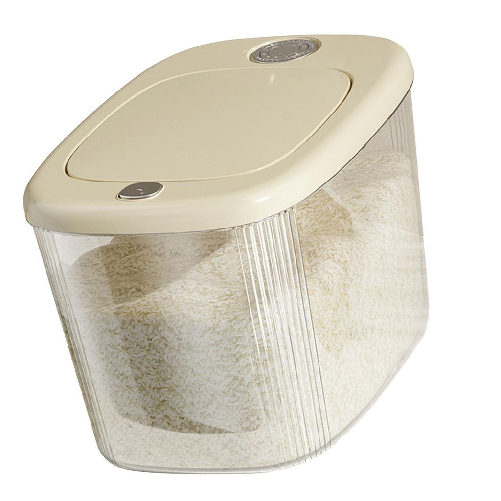 Rice Storage Container Multipurpose Large Capacity Food Grade Rice Storage Bin for Kitchen Cream White L