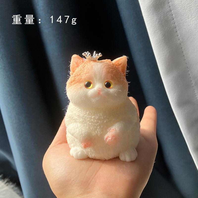 Non-Toxic Cute Big Cat Taba Squishy Silicone Fuzzy Super Big Plush Cat Handmade Kitten Squeeze Toy Mochi Toy Hand Relax Antistress Gift