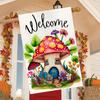 1pc WhimsyWoods Autumn Mushroom House Welcome Garden Flag, Double-Sided Polyester , Non-Electric Outdoor Yard Decor with Vibrant Flowers and Greenery