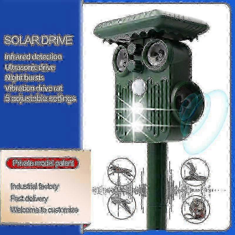 Ultrasonic Solar Deer Repeller - 5 Adjustable Modes - Get Rid Of Deer In 48 Hours Edition C