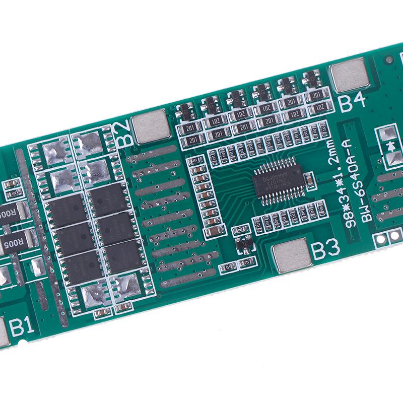 6S 10A 20A 40A 24V 18650 Li-Ion Lithium Battery Protect Board Solar Lighting BMS Pcb With Balanced Power Tool For Ebike Scooter