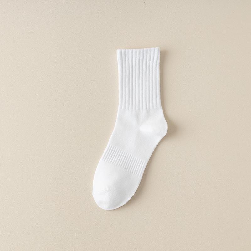 Men's Solid Color Combed Cotton Socks – Autumn/Winter Mid-Tube, Casual & Business Styles with Imitation Hand-Sewn Toe