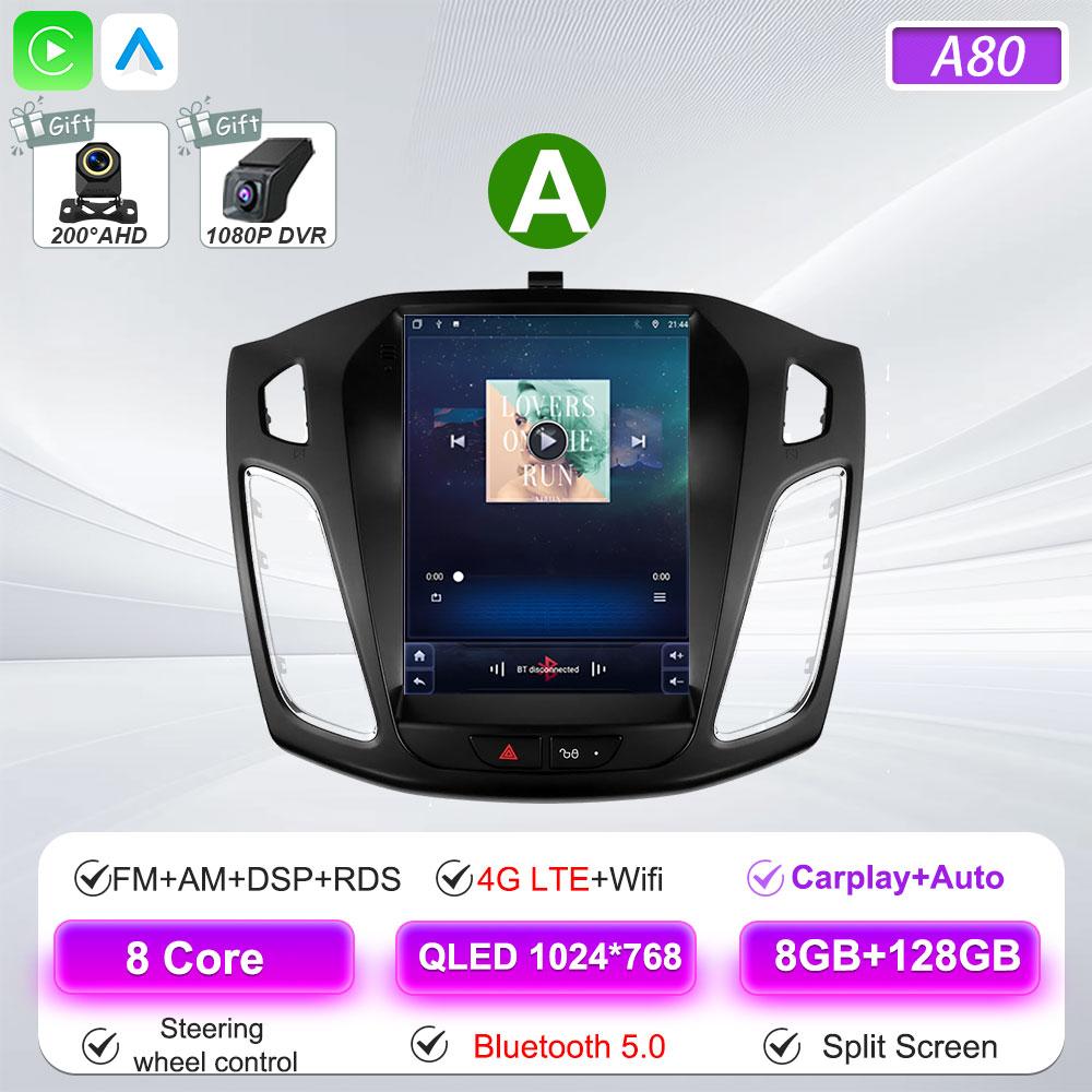 Android 16 Car Radio For Ford Focus 3 Mk 3 2011 2012 2013 2014- 2019 For Tesla Style Carplay Stereo Head Unit GPS 4G Wifi DSP BT