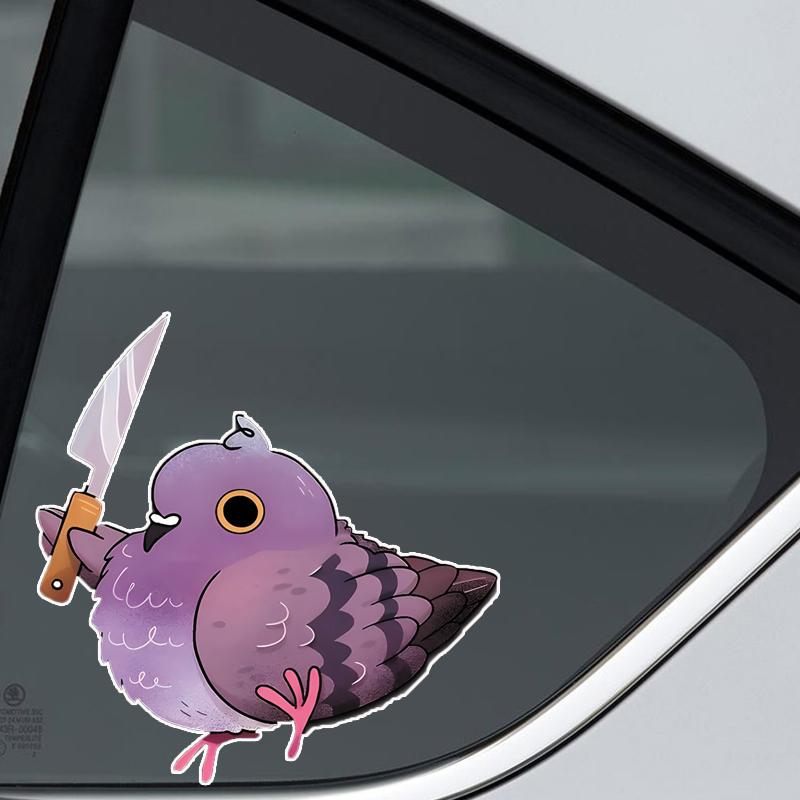 JT127#14.5x15cm Angy Pigeon with a Knife Sticker Decoration Motorcycle External Accessories Waterproof Vinyl Decals