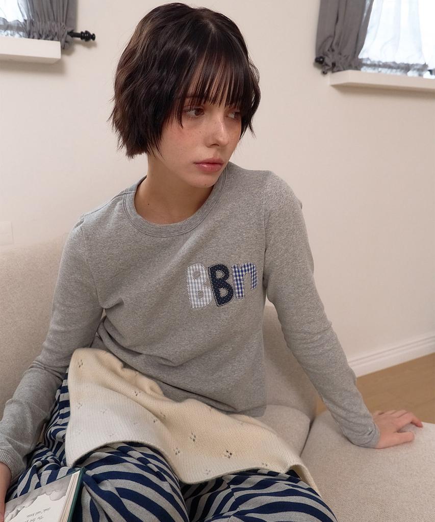Beibibeullunideuljeu Bbn Applique T-Shirt Melange Gray