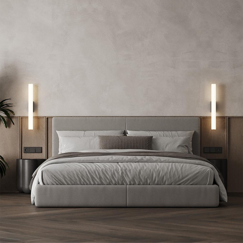 Kinkiet Ścienny Nowoczesny Biały Szklana Tuba W Kreski 45 Cm Ip44 Zmienna Barwa Led 8W Linea Light Prestige