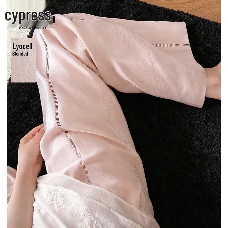 Women s Solid Lyocell Blend Wide-Leg Cut-out Drawstring Pants XL