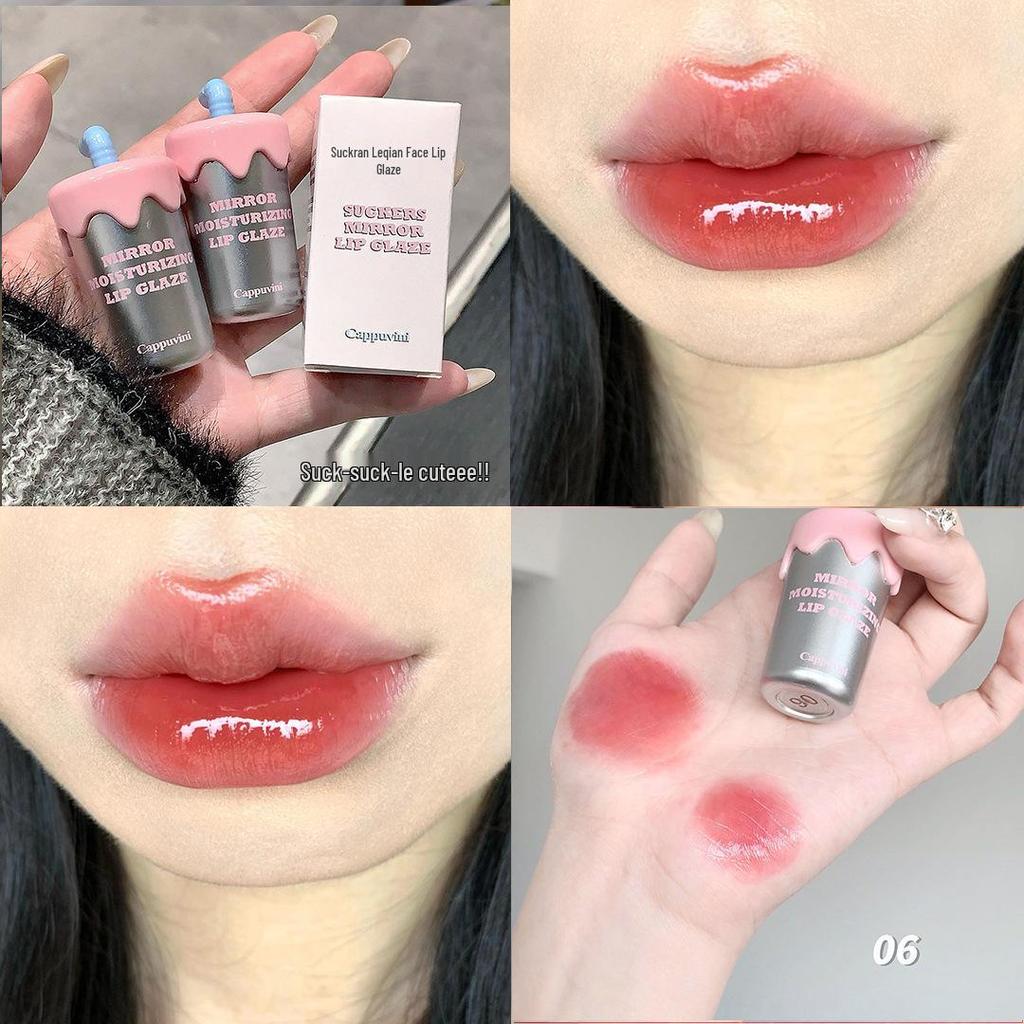 CAPPUVINI Cute Straw Cup Lip Glaze: Long-Lasting, Watery Mirror Finish Student Lip Gloss