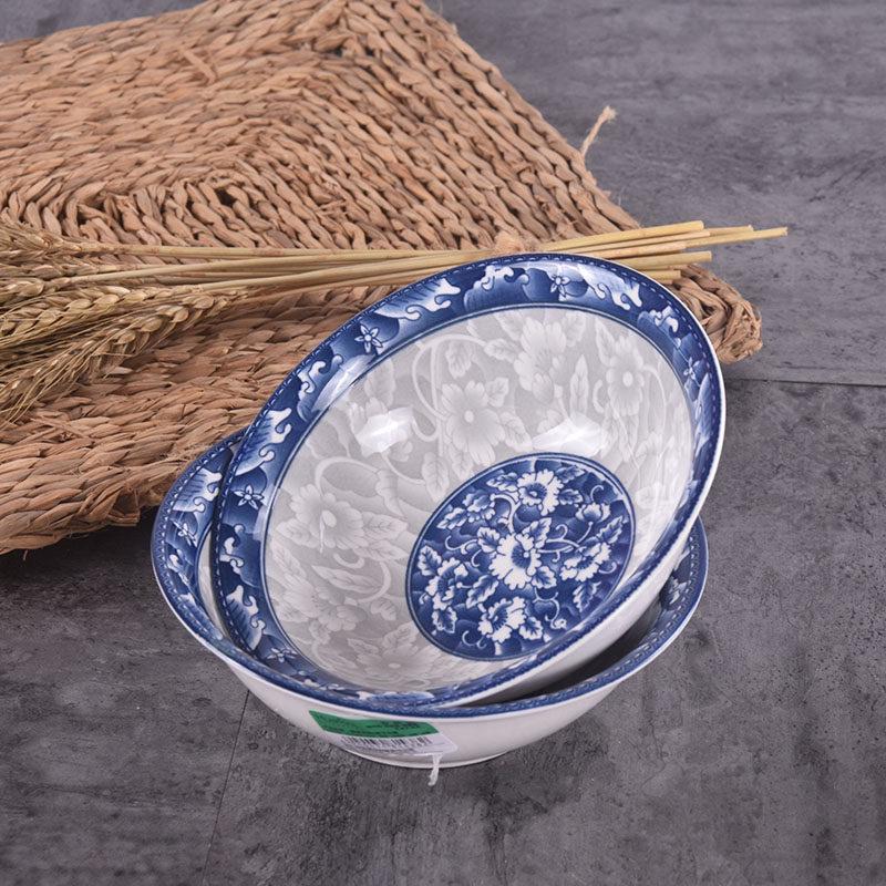 4-Piece 8-Inch Ceramic Noodle Bowls: Underglaze Blue and White Porcelain Conical Soup Bowls, Household Tableware.