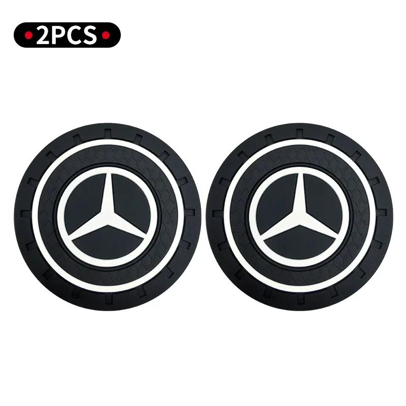 Naklejka Samochodowa 2 szt. Mata na Kubek Samochodowy z PVC Podkładka pod Kubek Samochodowy Mata Antypoślizgowa Akcesoria do Mercedes Benz AMG GLE GLS CLS GLC CLA GLA GLK ML C1