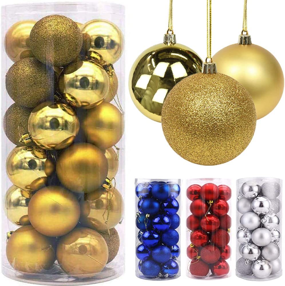 24 Palline Decorative Per Albero Di Natale A Tema Caramella - Infrangibili, Lucide, PVC, Con Cordini