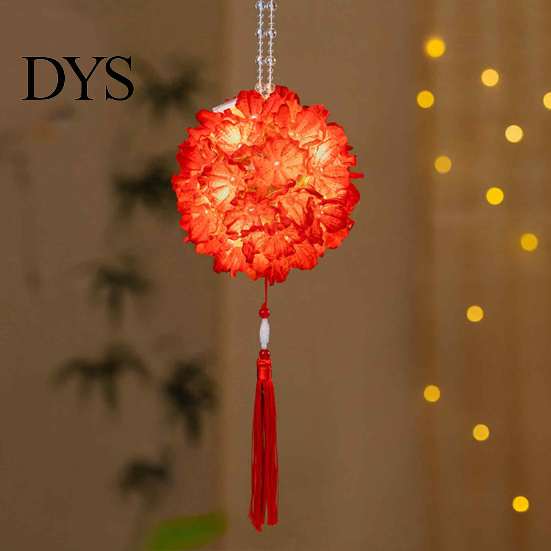 Portable LED Light Lantern Hydrangea DIY Kit, Handheld Glowing Chinese Style Flower Educational Hands on Toy Craft for Mid Autumn, Traditional