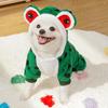 Autumn Winter Warm Frog Costume 4-Legged Pet Onesie for Small Dogs - Fluffy Warm Puppy Hooded Clothing (Cute Animal Style)