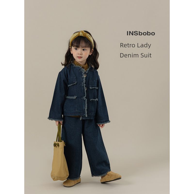 Girls' Autumn Clothing Suits Girls' Clothing Suit Fashionable Kids Denim Suit Autumn 2024 New Arrival Girls' Clothes