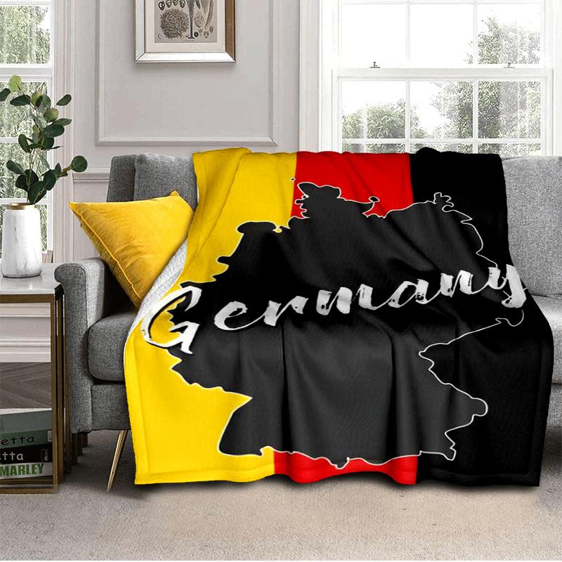 Couverture Drapeau et Carte de l'Allemagne Convient pour les Canapés, Lits, Bureaux et Camping - Cadeau Parfait pour Halloween Noël